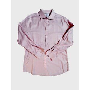 Charles Tyrwhitt Shirt Men Extra Slim Fit Pink Geometric 100% Cotton Long Sleeve